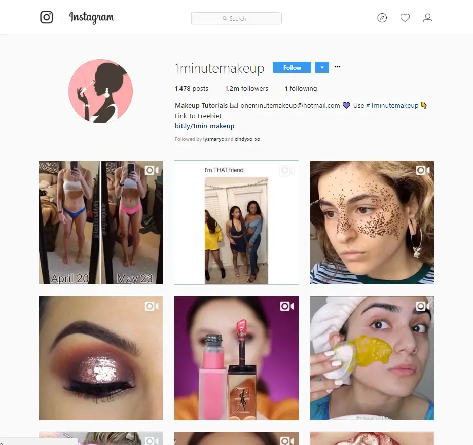 makeup Instagram account example