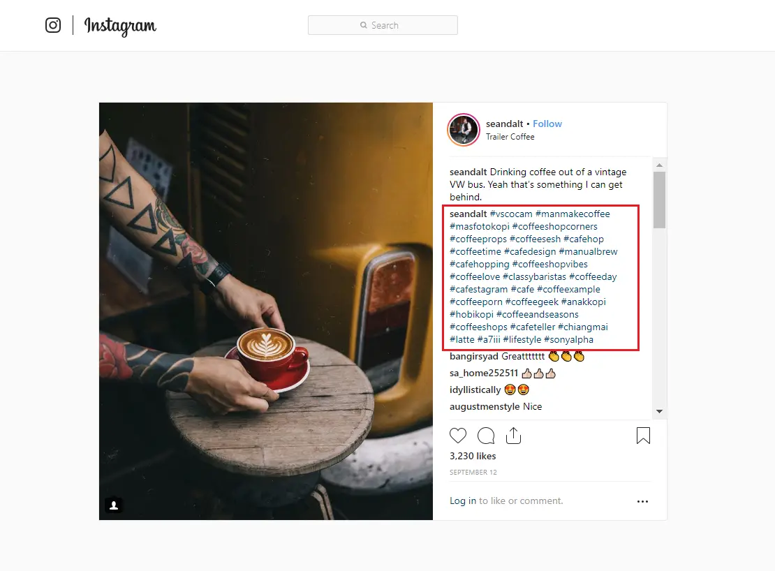 hashtags for coffee in comments second