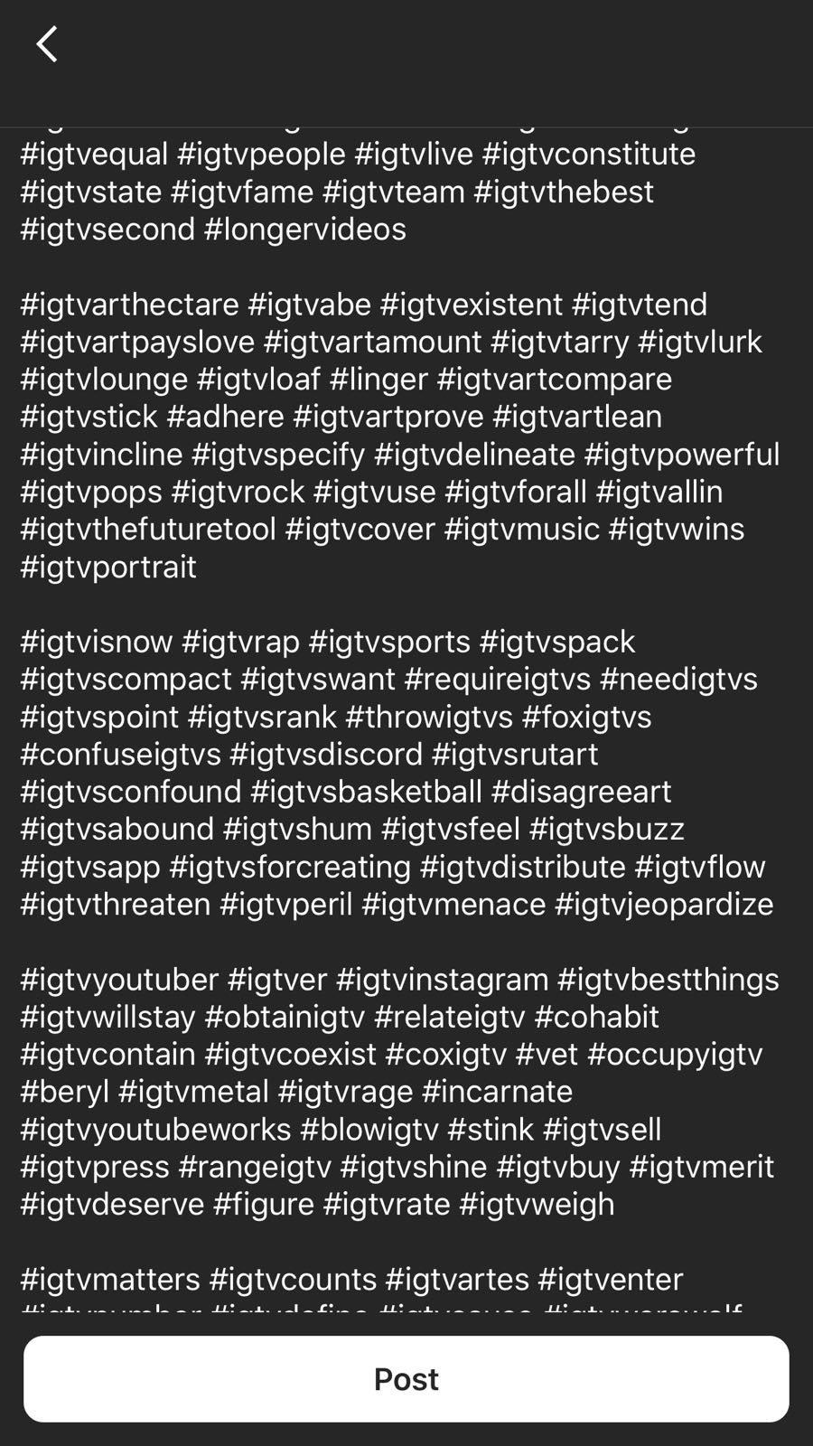 igtv hashtags limit 2