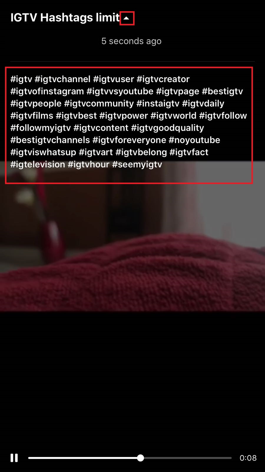 igtv hashtags limit 6