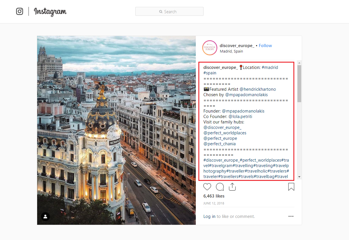 travel hashtags account example