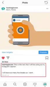 How to create line breaks in your Instagram captions 2