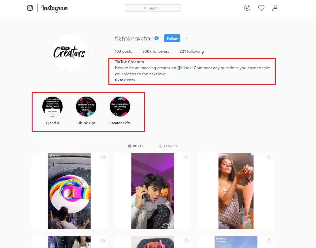 tiktok creator instagram account