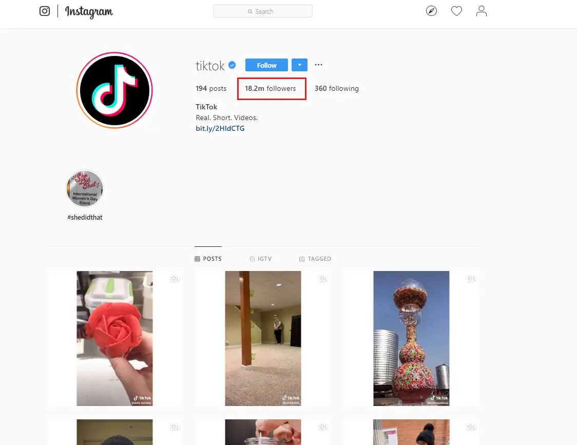tiktok official instagram account