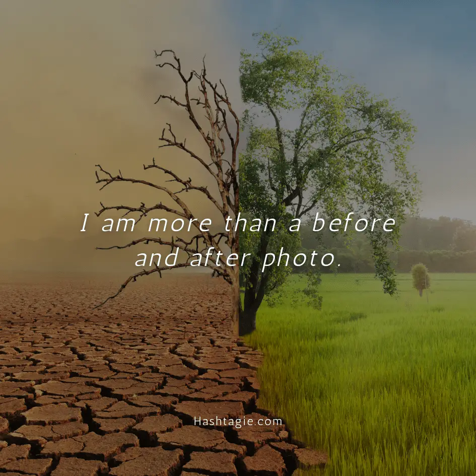 Body positive captions for before and after transformation photos example image