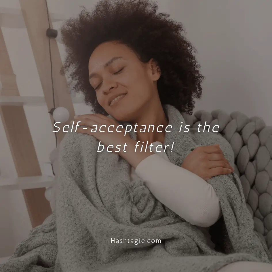 Body positive captions for makeup-free selfies example image