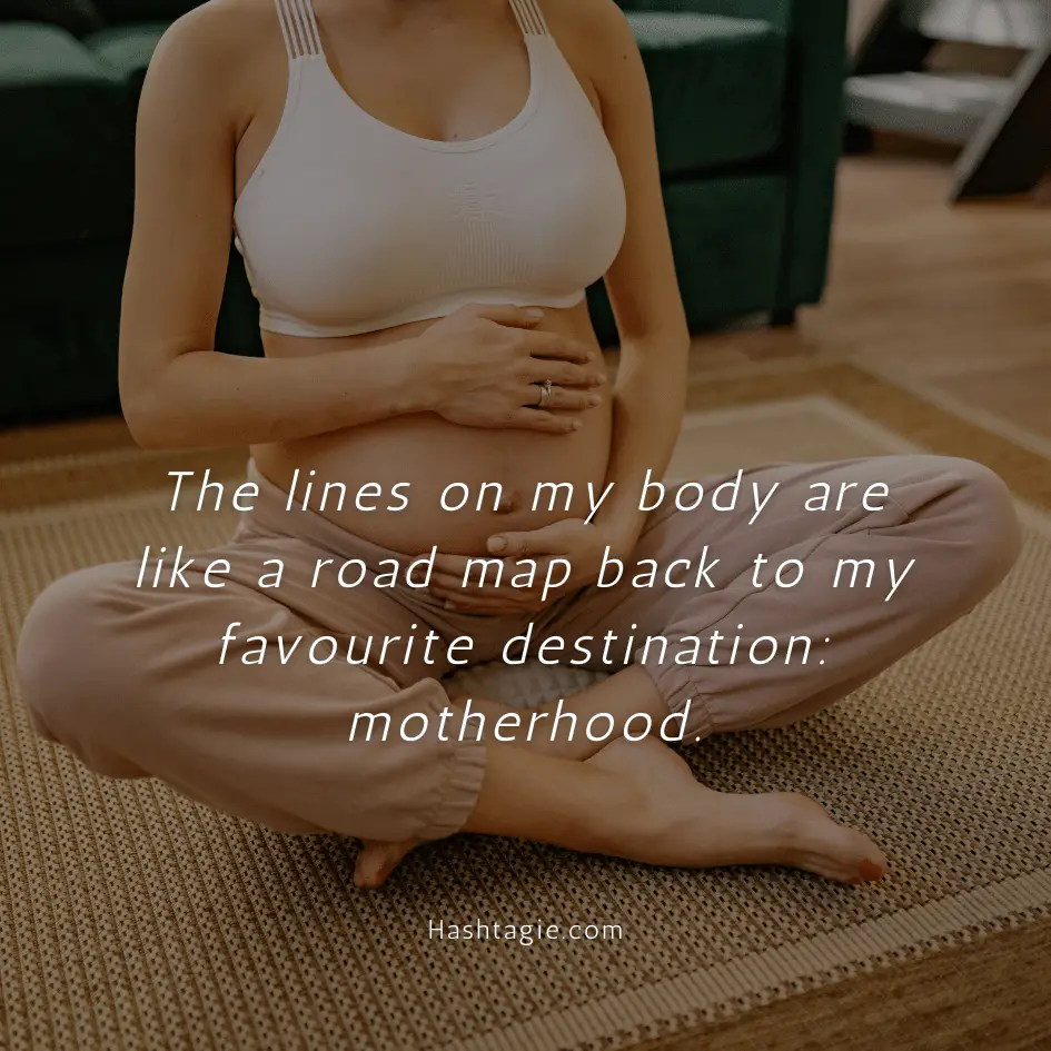 Body positive captions for postpartum appearances  example image