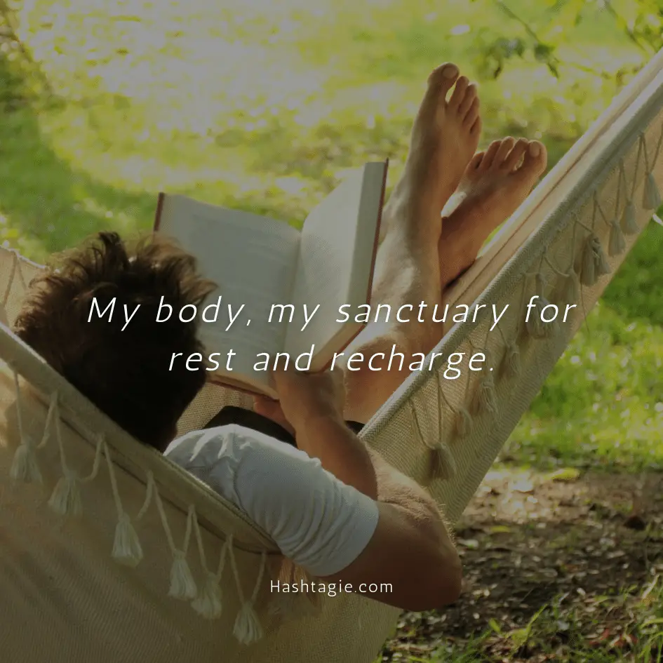 Body positive captions for rest and relaxation  example image