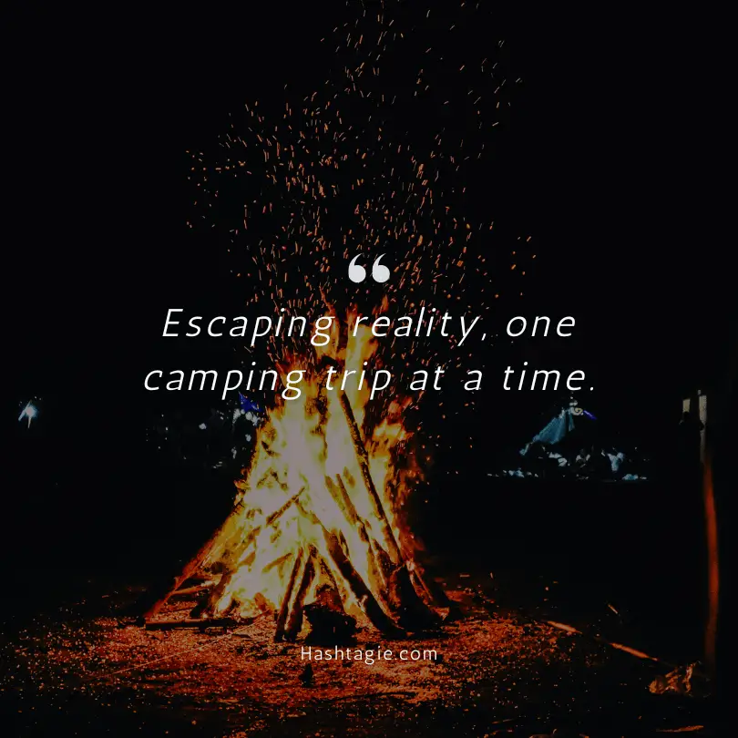 Camping in a forest captions example image