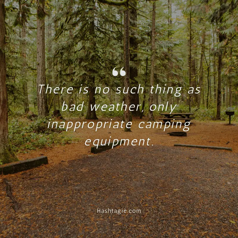 Camping in the rain captions example image
