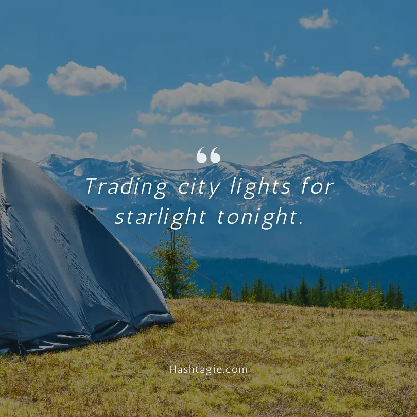 Camping under the clear sky captions example image