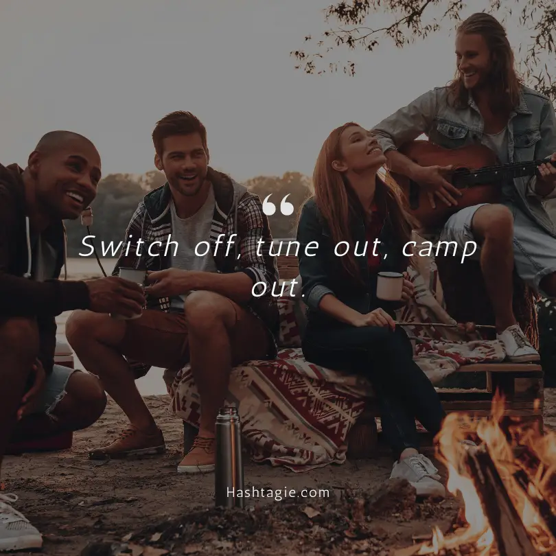 Camping with friends captions example image