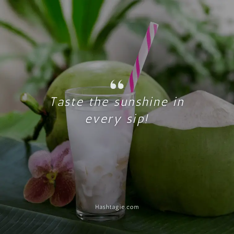 Coconut water refreshment captions example image