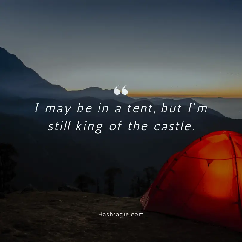 Cozy tent camping captions example image