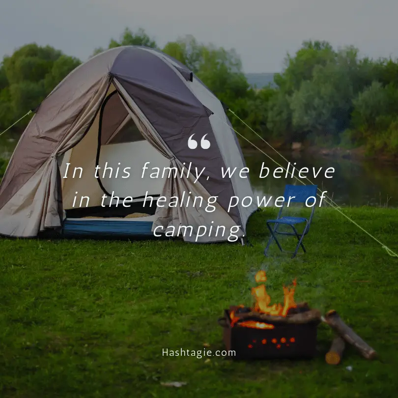 Family camping trip captions example image