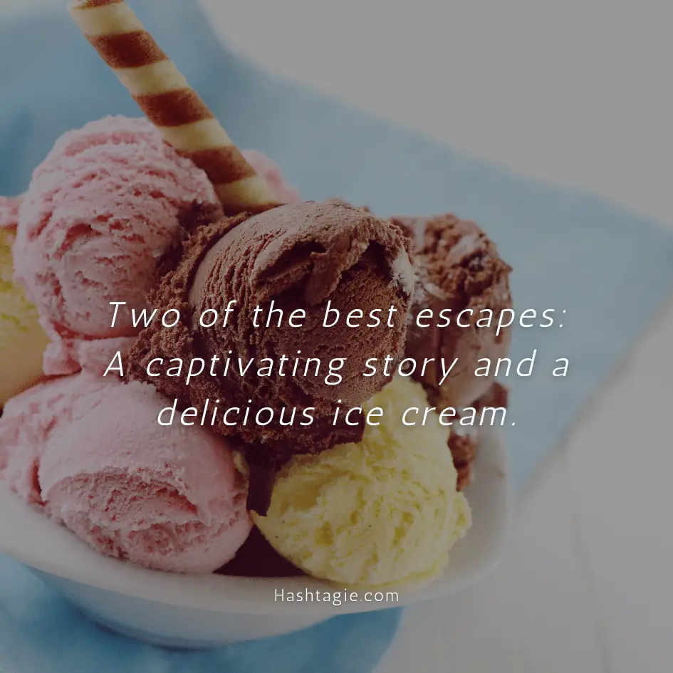 Ice Cream and Book Reading Session Captions example image