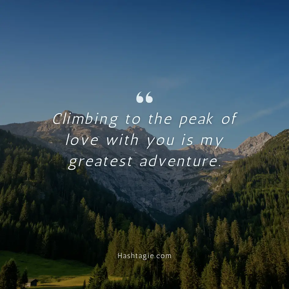 Mountain-themed love captions example image