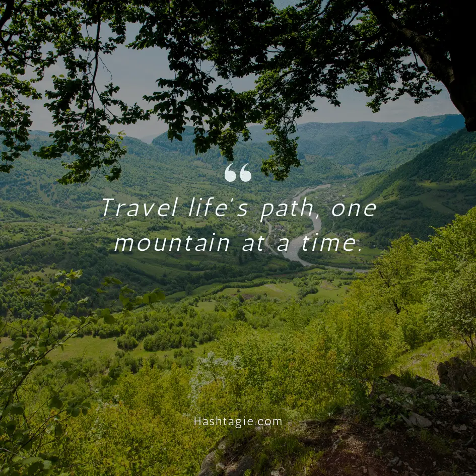 Mountain-themed motivational captions example image