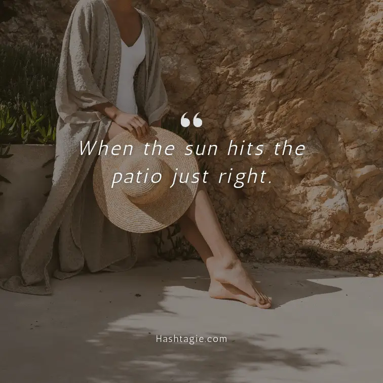 Patio and Sunshine captions example image