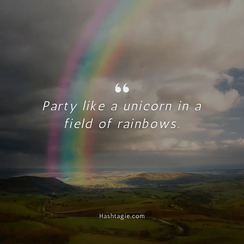 Rainbow captions for unicorn-themed parties  example image