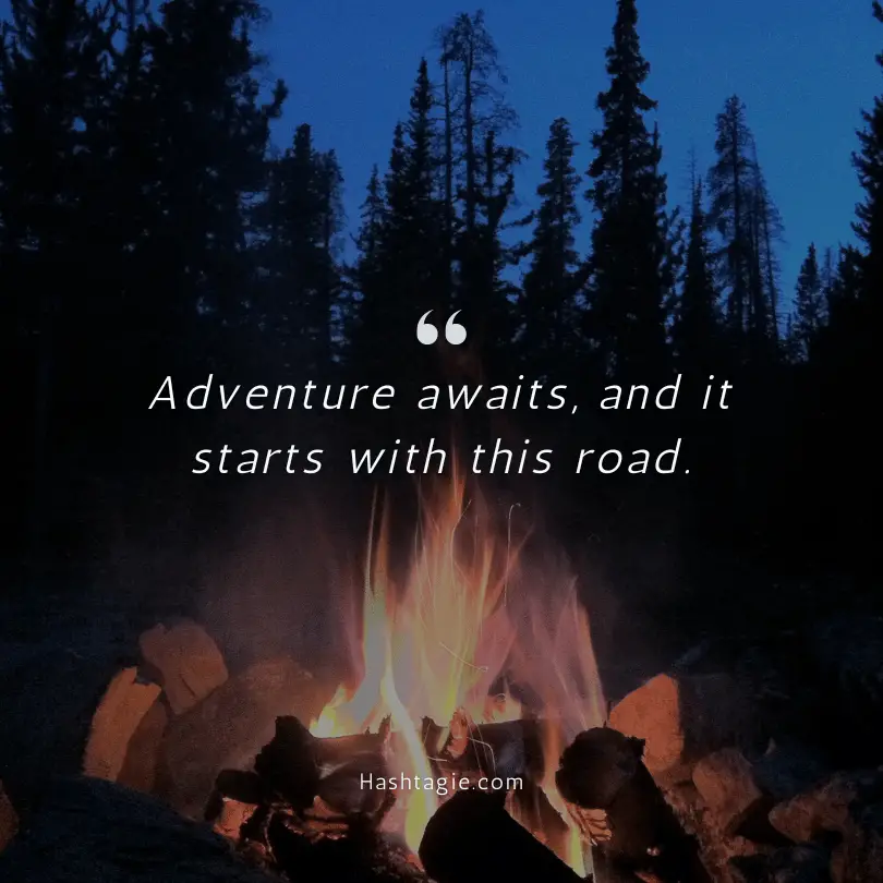 Road trip to campsite captions example image