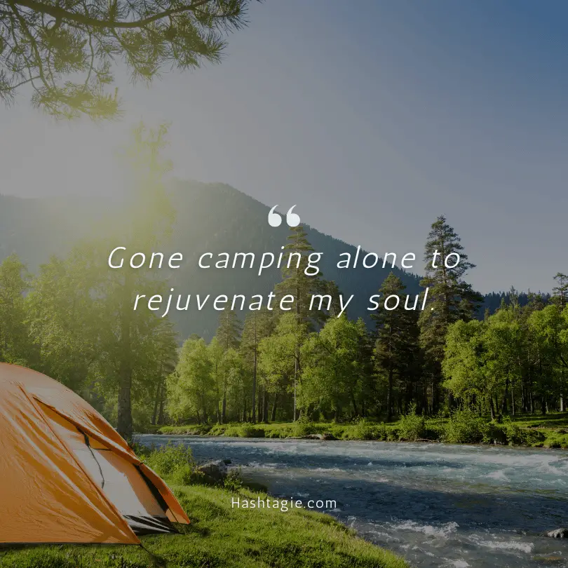 Solo camping adventure captions example image