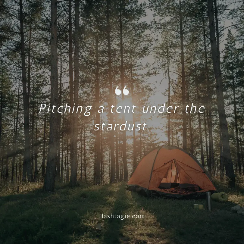 Starry night camping captions example image