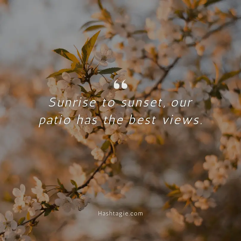 Sun-themed captions for patio or porch photos example image
