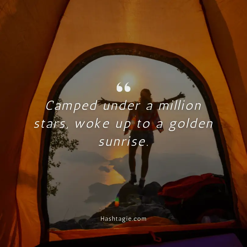 Sunset or sunrise camping captions example image