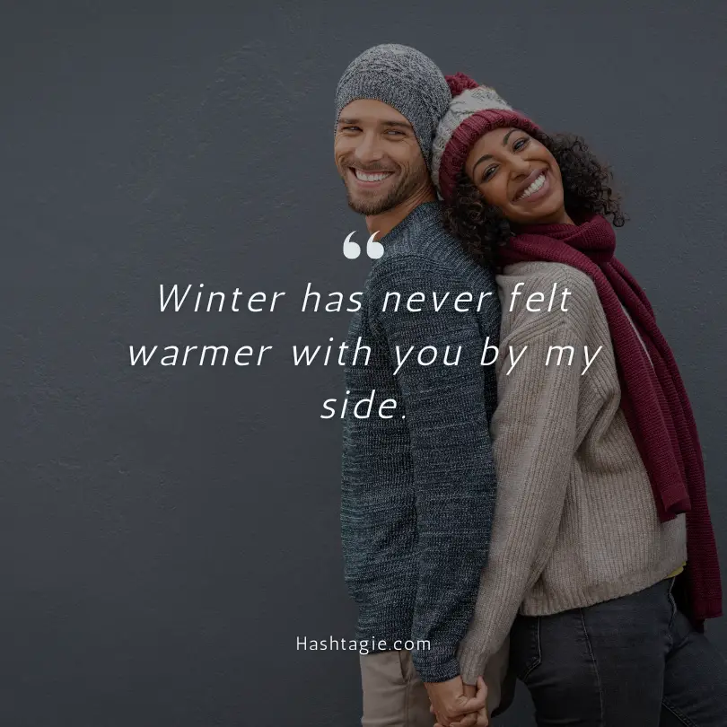 Cozy winter captions for couples on Instagram example image