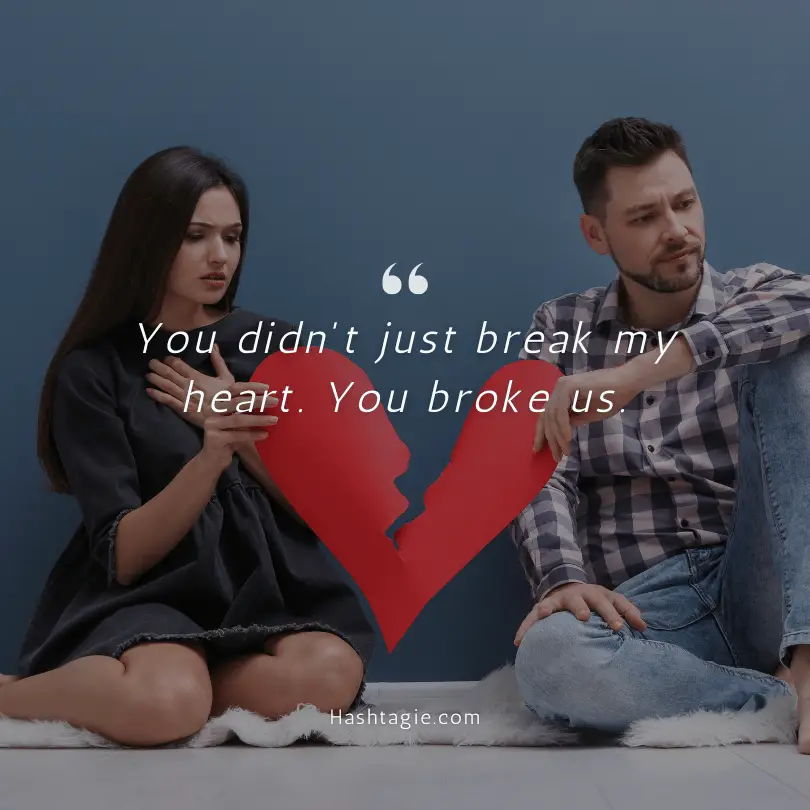 Emotional breakup Instagram captions example image
